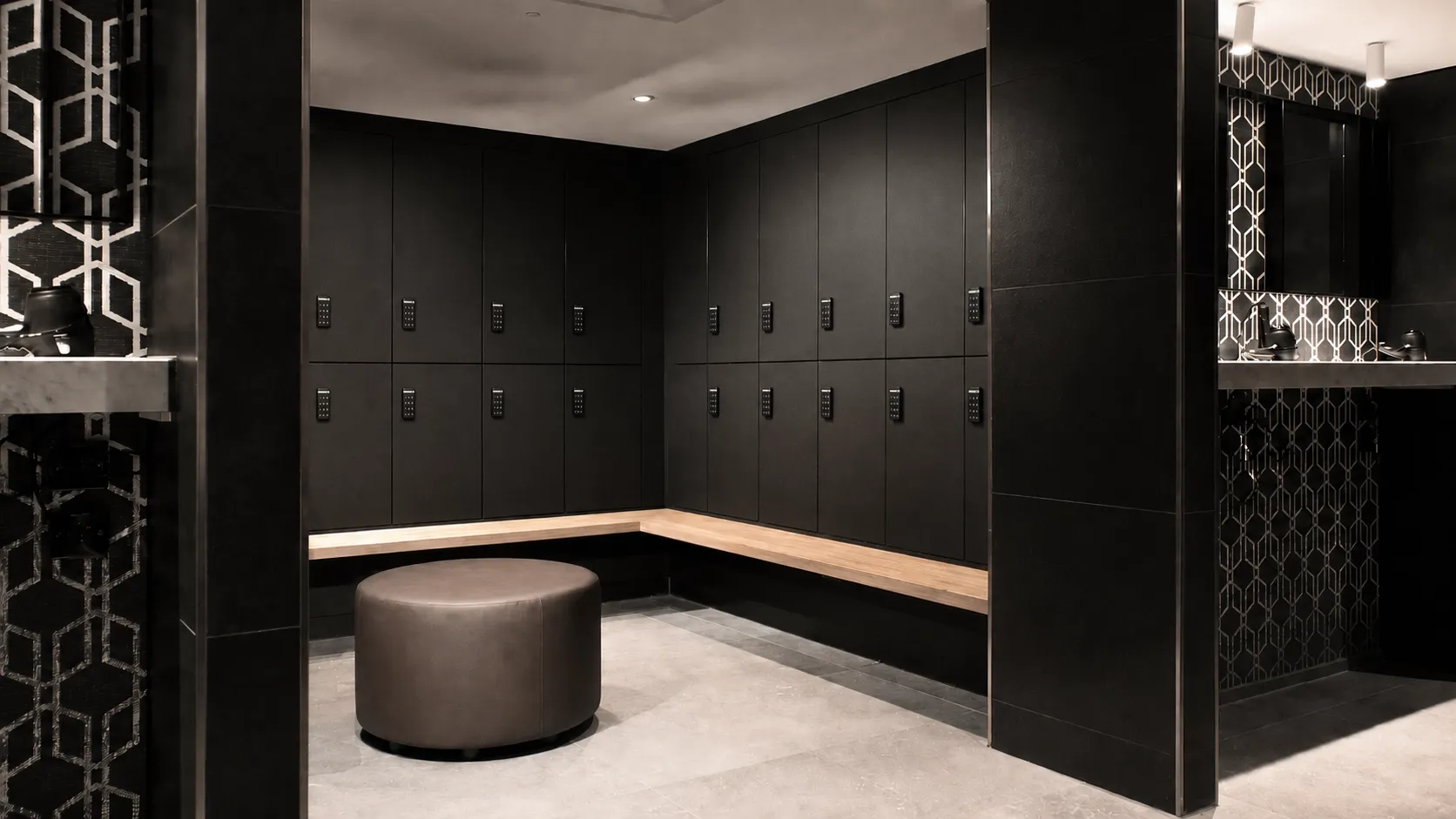 A clubhouse change room fitted with VG SmartLock keypad lockers